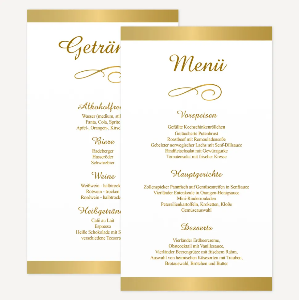 Menükarte "Gold"