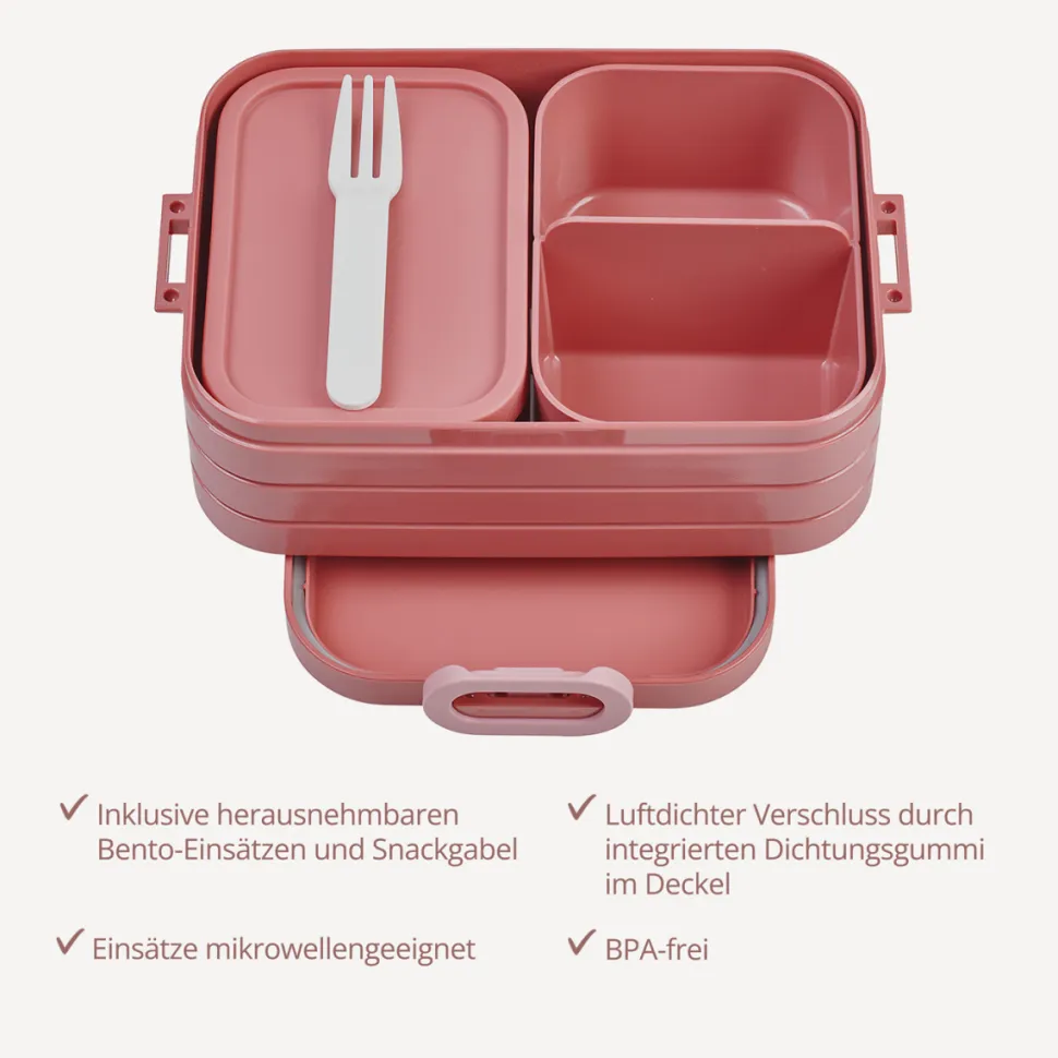 Mepal Bento Lunchbox midi Brotdose Kinder "Regenbogen mit Herzen Pastell"