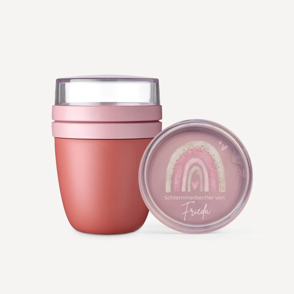 Mepal Müslibecher to go Kinder 300 ml "Regenbogen mit Herzen Pastell"