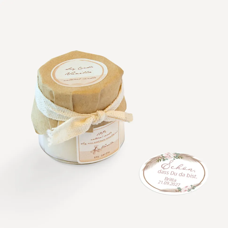 Mini Duftkerze mit Aufkleber "Boho Pampas"