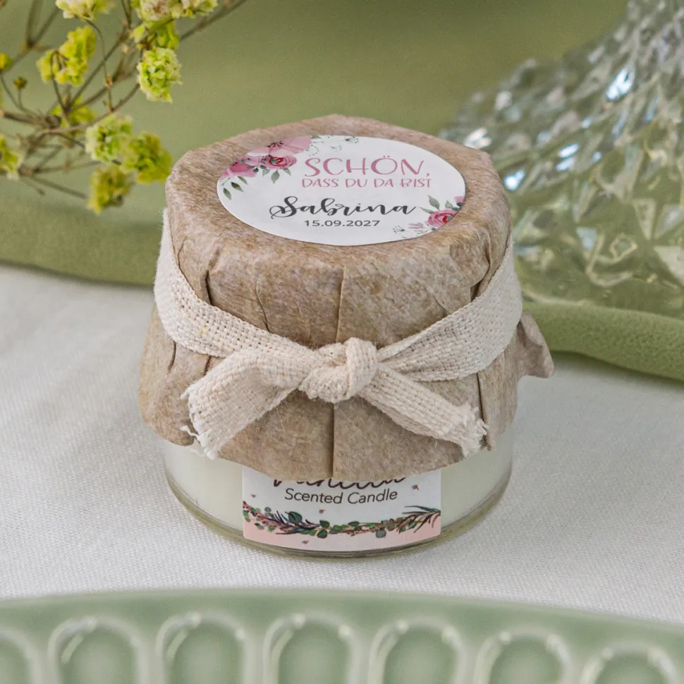 Mini Duftkerze mit Aufkleber "Bohemian Summer"