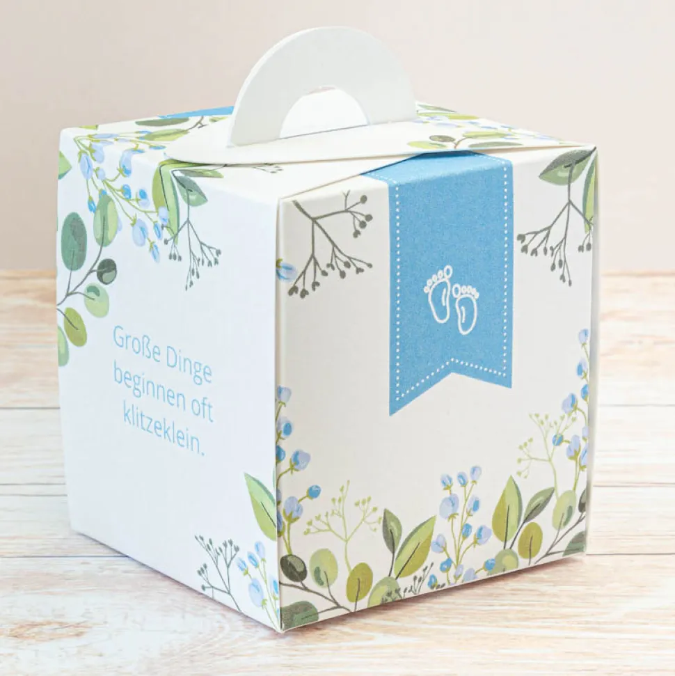 Mini Geschenkbox Geburt Junge Floral