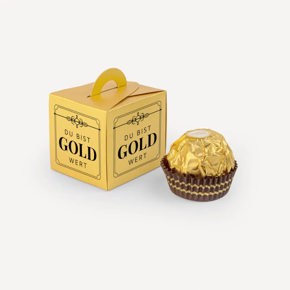 Mini Geschenkbox gold "Du bist Gold wert"