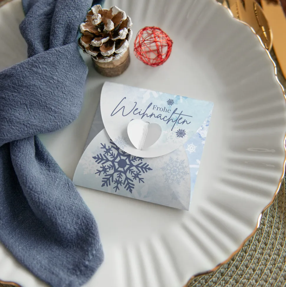 Mini Geschenkumschlag 8,5 x 8,5 cm "Schneeflocken"