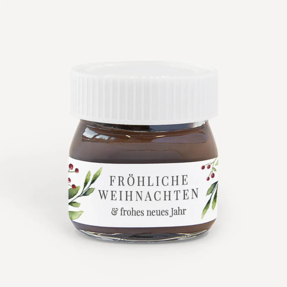 Mini Nutella Glas + Aufkleber Mistelzweig