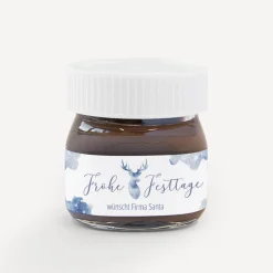 Mini Nutella Glas mit Aufkleber geschäftlich "Aquarell Rentier"