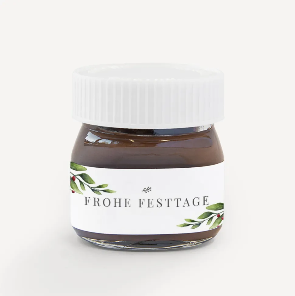 Mini Nutella Glas mit Aufkleber geschäftlich "Mistelzweig"
