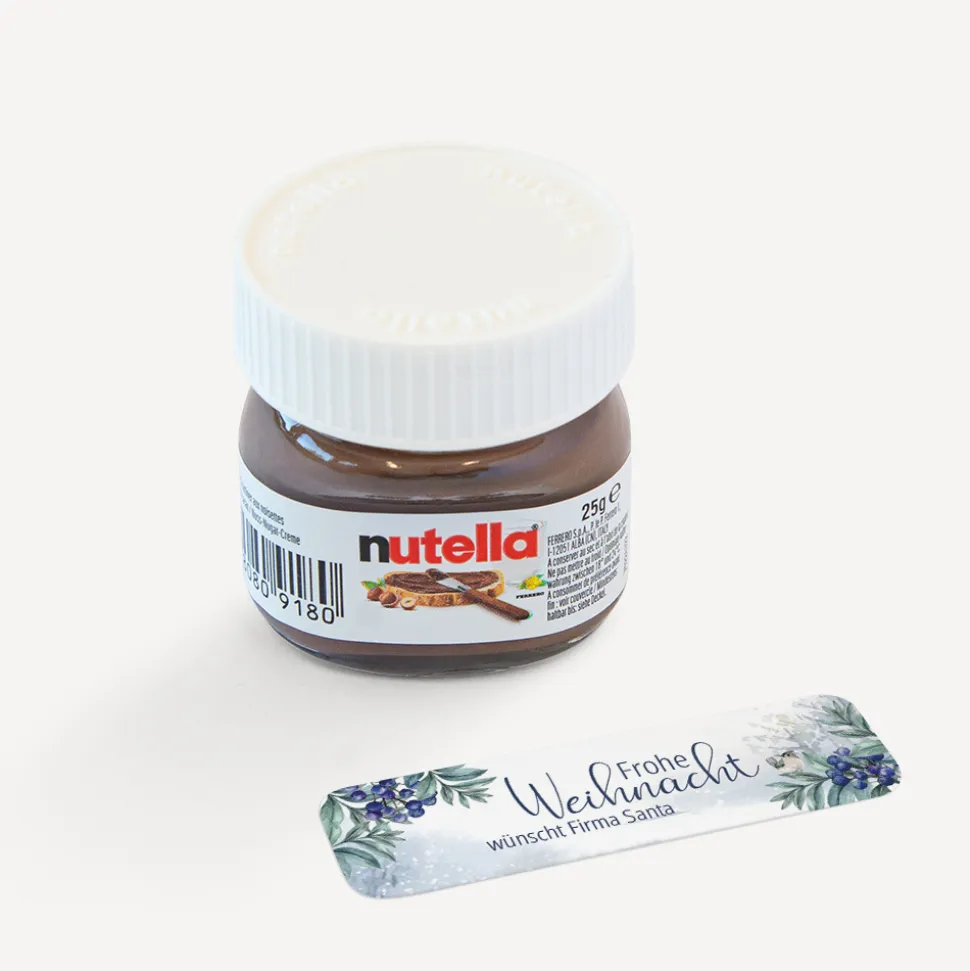 Mini Nutella Glas mit Aufkleber geschäftlich "Winterlandschaft"