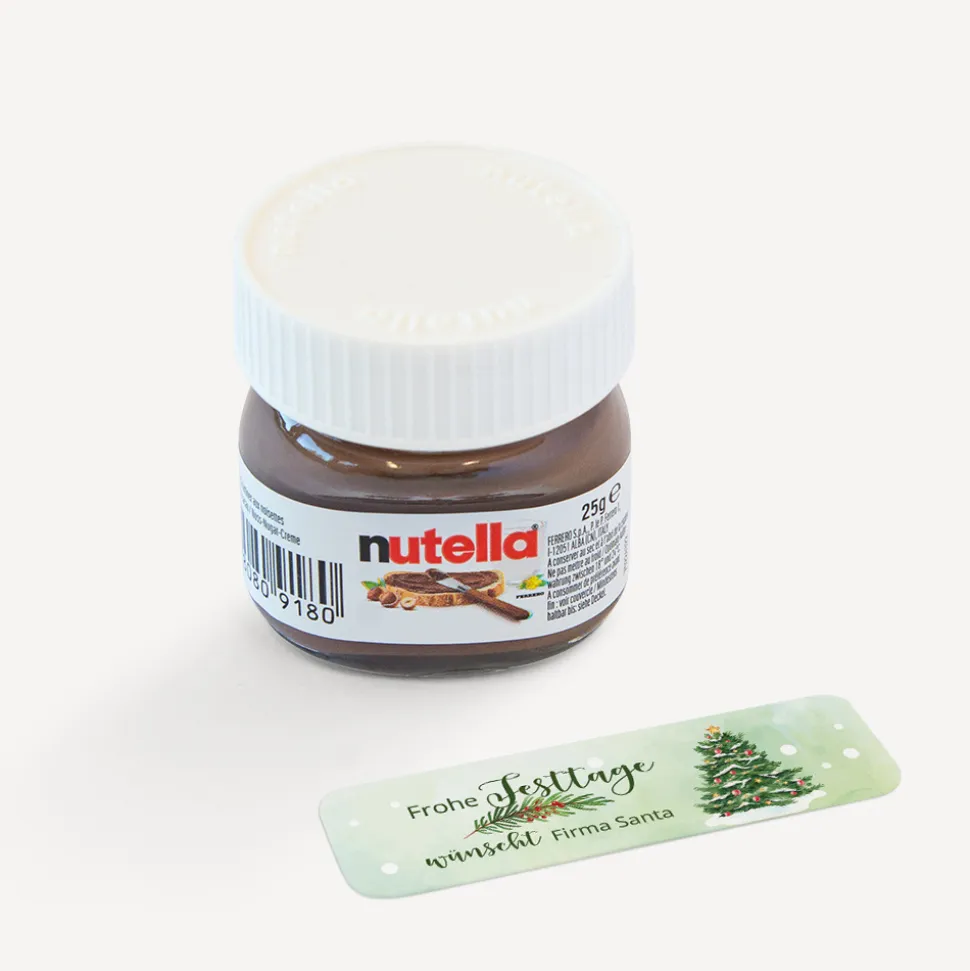 Mini Nutella Glas mit Aufkleber geschäftlich "Weihnachtsbaum"