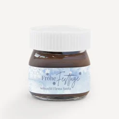 Mini Nutella Glas mit Aufkleber geschäftlich "Schneeflocken"