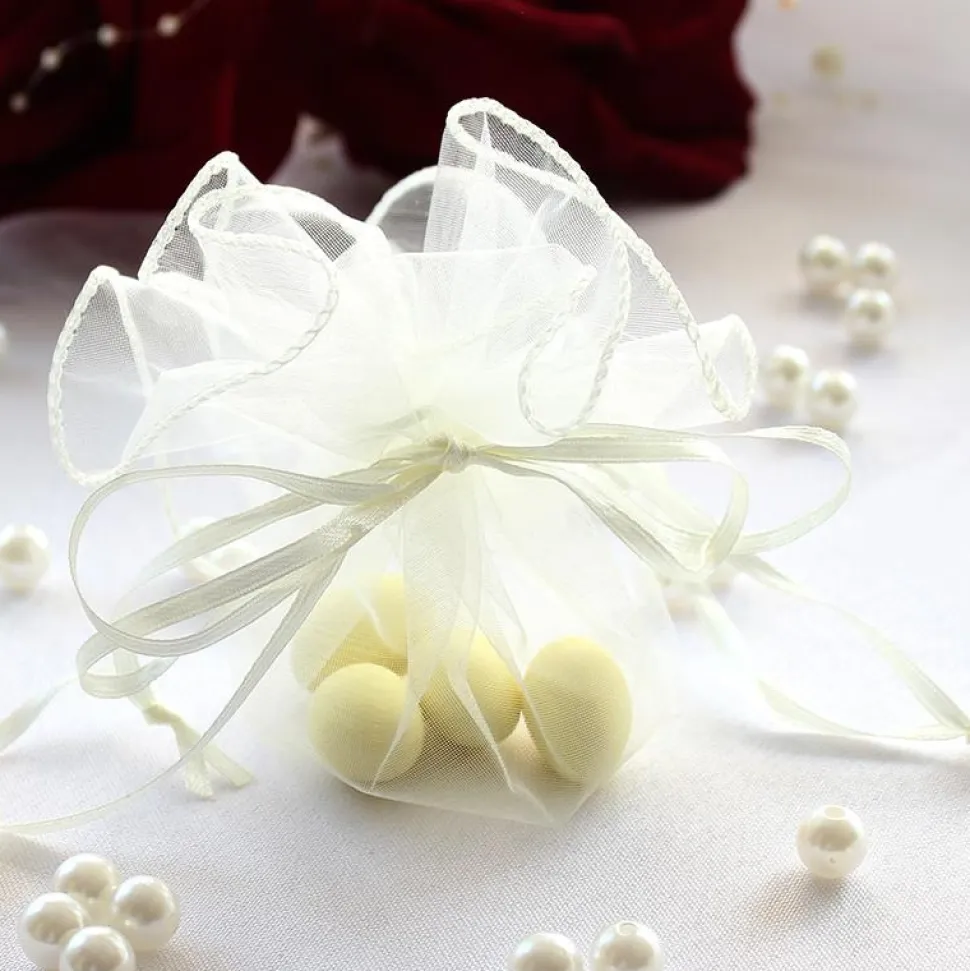 Organzakreis mit Satinband creme