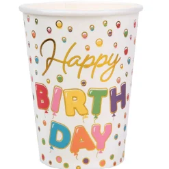Pappbecher "Happy Birthday" bunt 10 Stück