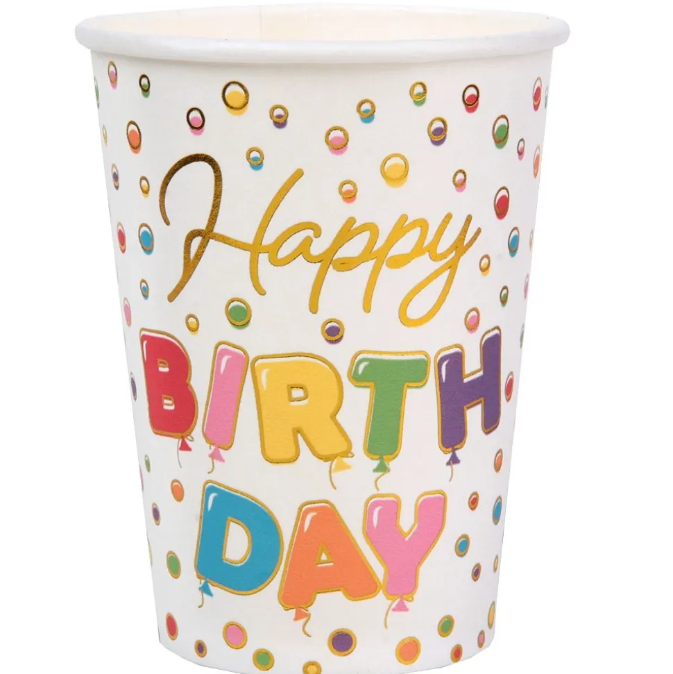 Pappbecher "Happy Birthday" bunt 10 Stück
