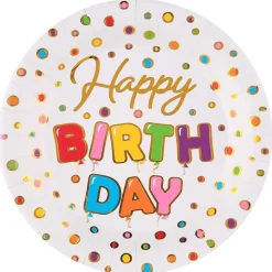 Pappteller "Happy Birthday" bunt 10 Stück