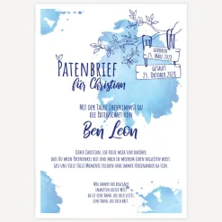 Patenbrief Junge Aquarell