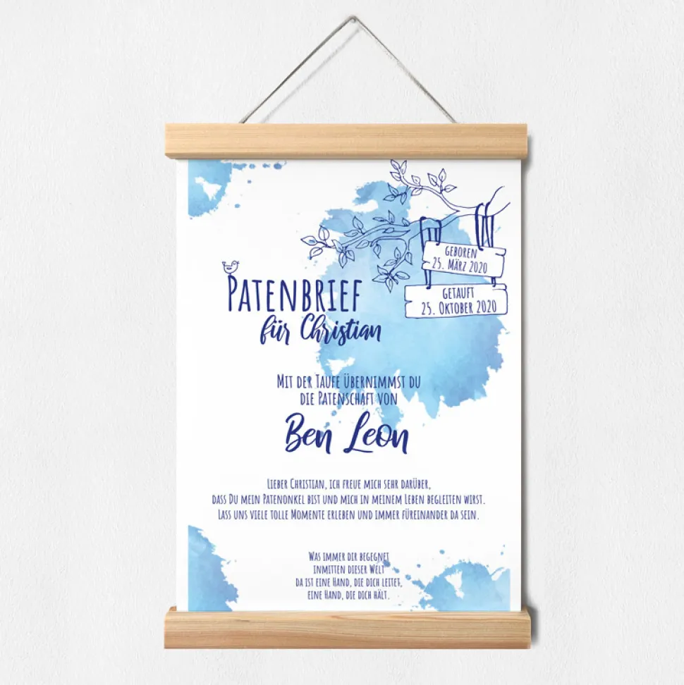 Patenbrief Junge Aquarell
