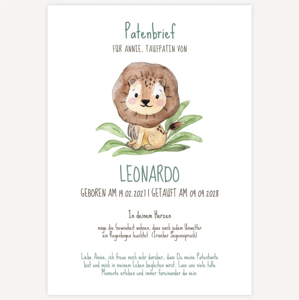 Patenbrief "Löwe Leo"