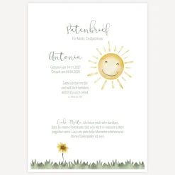 Patenbrief "Sonne mit Blume"