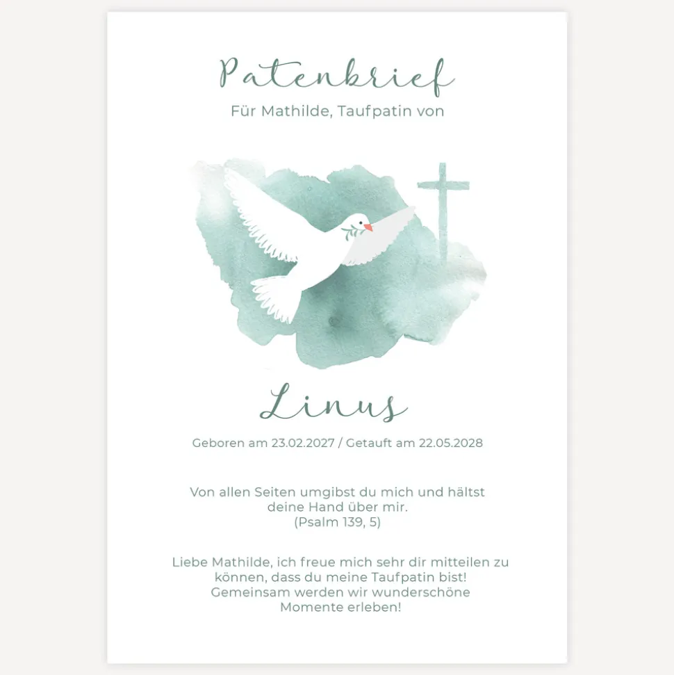 Patenbrief "Taube"