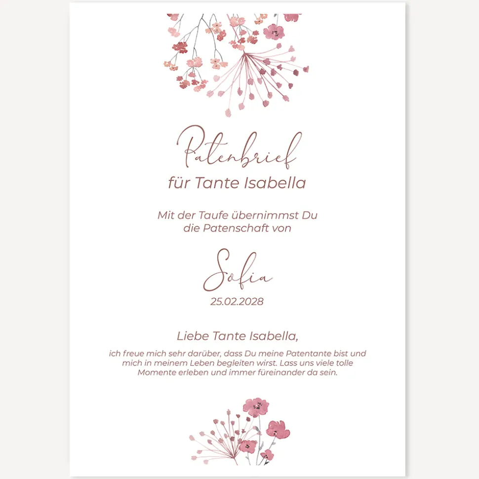 Patenbrief "Trockenblumen Blush"