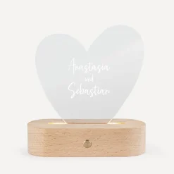 Personalisierte LED-Lampe Herz mit Namen "Calligraphy Style"