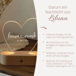 Personalisierte LED-Lampe Herz mit Namen