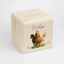 Personalisierte Spardose Kinder "Pferde"
