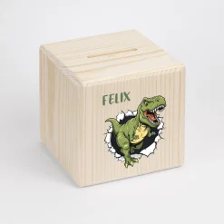 Personalisierte Spardose Kinder "Wilder T-Rex"