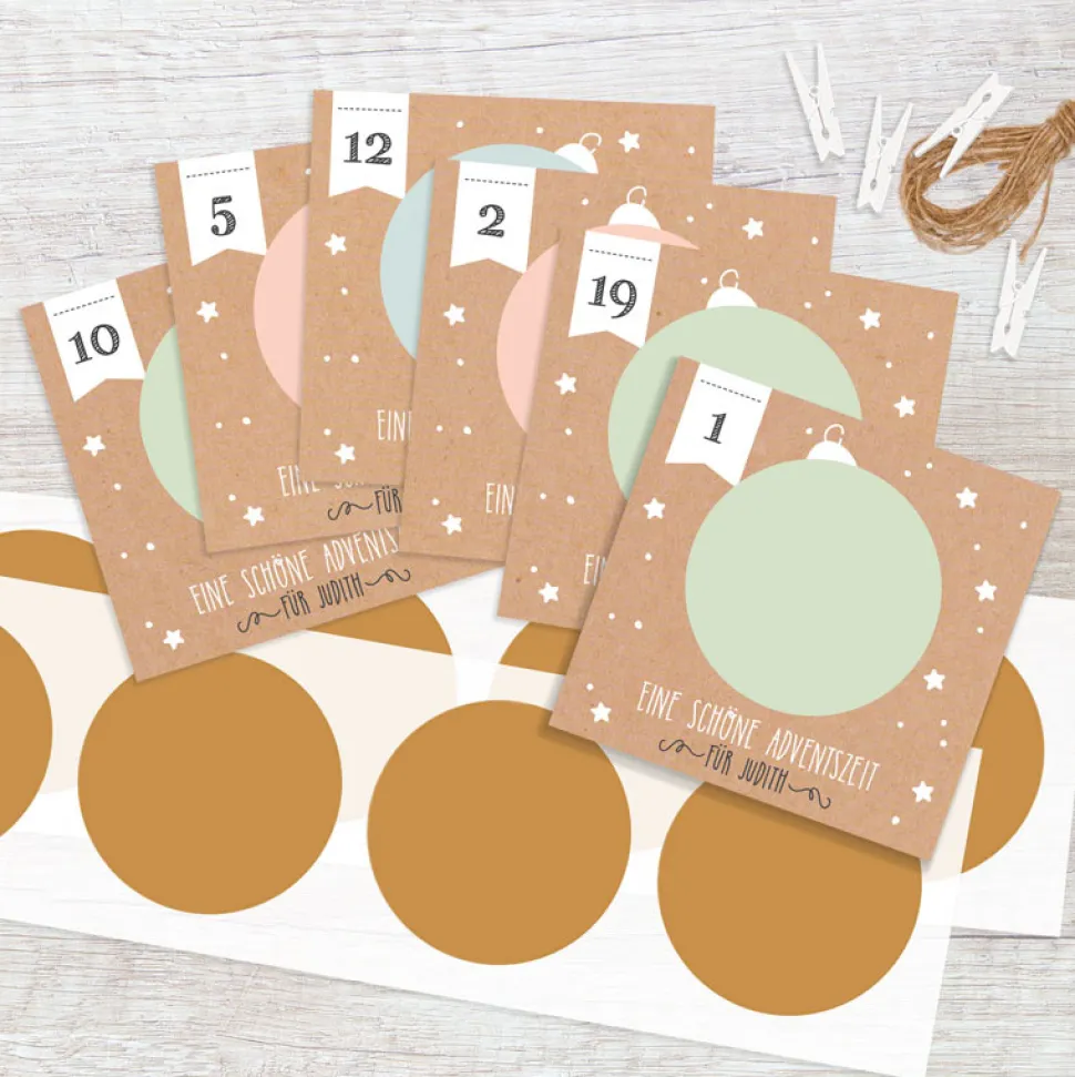 Rubbel Adventskalender Karten-Set zum Beschriften