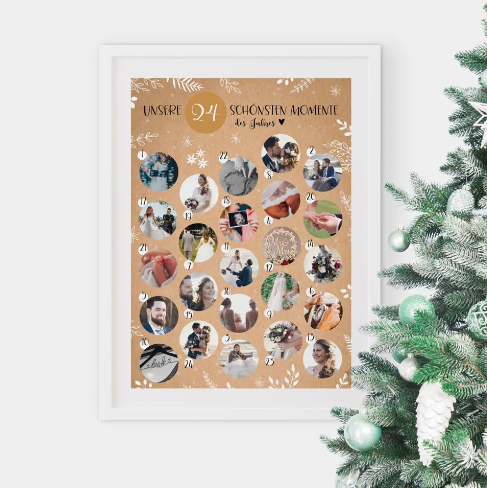 Rubbel Adventskalender mit Foto Frohe Weihnachten