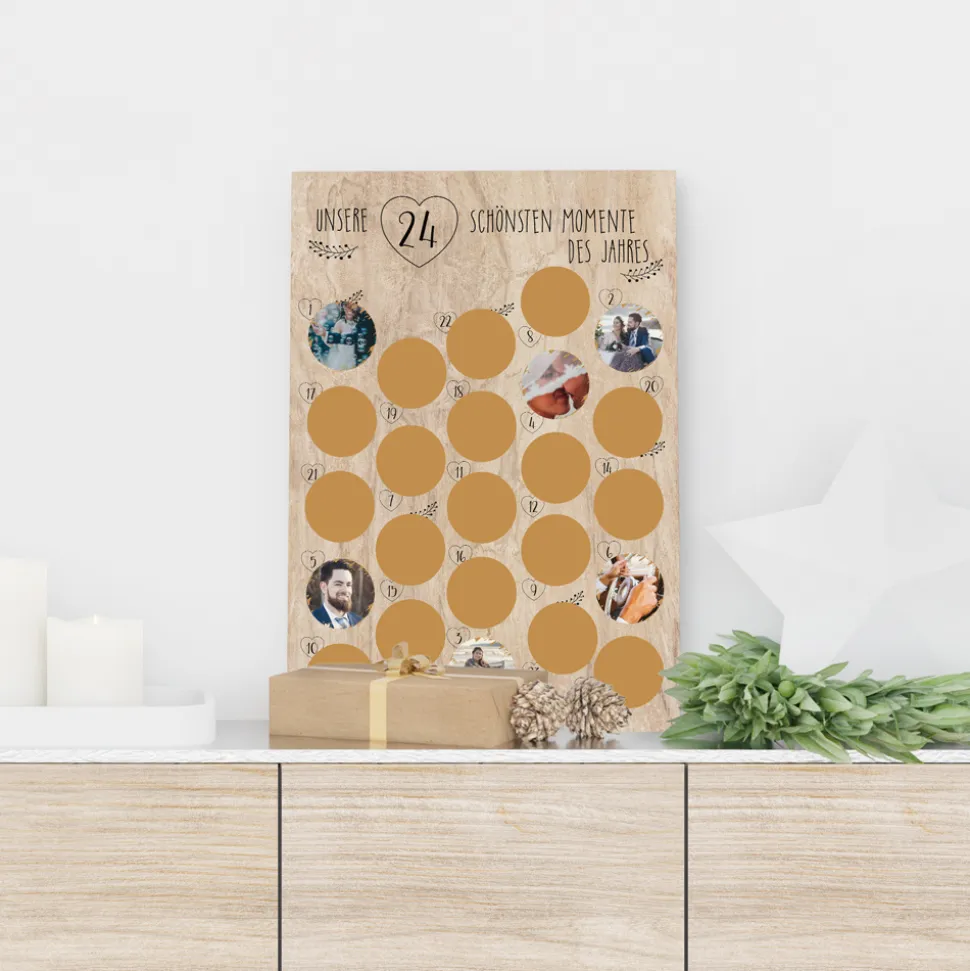 Rubbel Adventskalender mit Fotos "Holz"