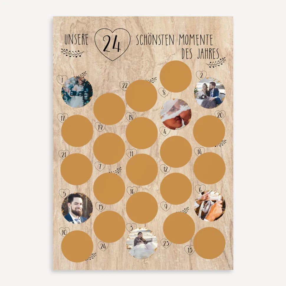 Rubbel Adventskalender mit Fotos "Holz"