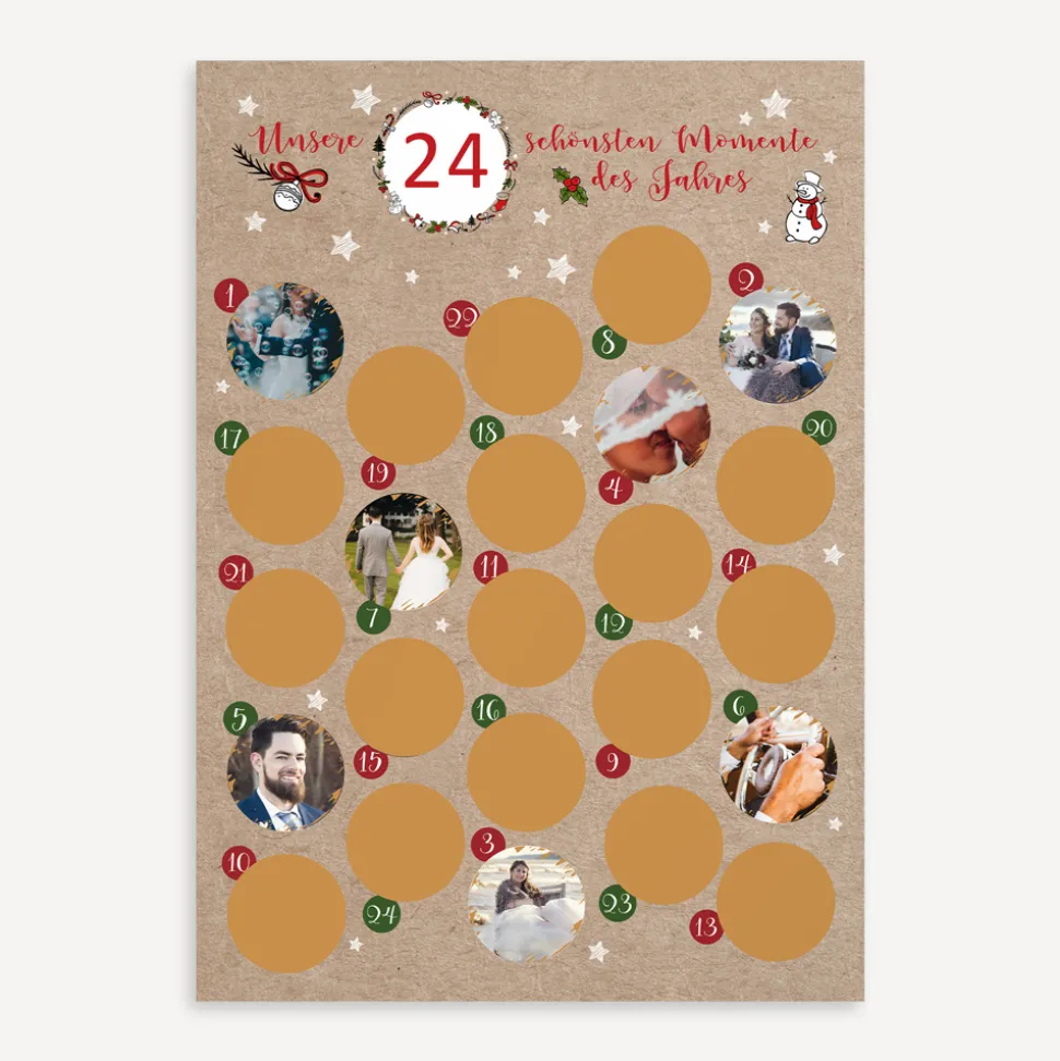Rubbel Adventskalender mit Fotos "Vintage Kranz"
