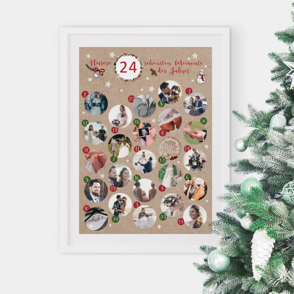 Rubbel Adventskalender mit Fotos "Vintage Kranz"