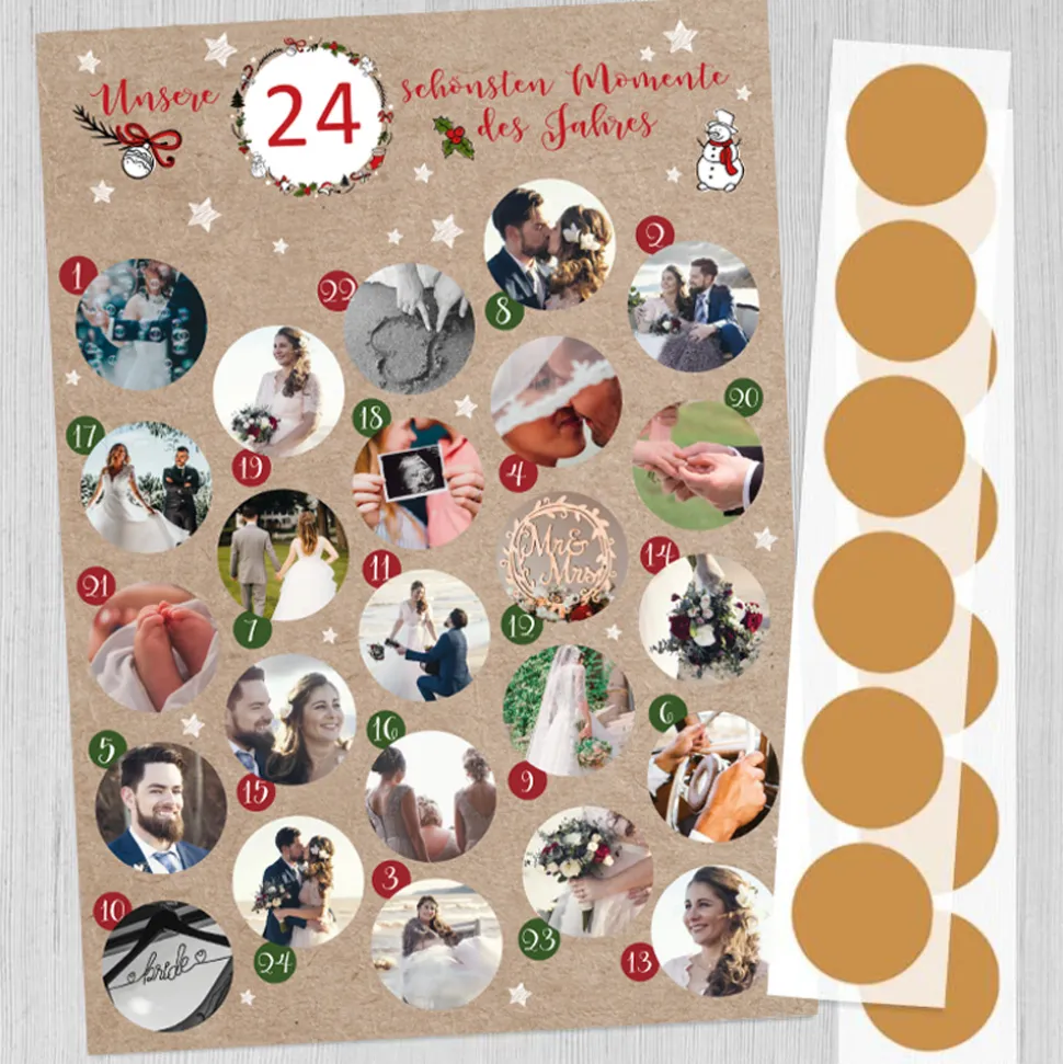 Rubbel Adventskalender mit Fotos "Vintage Kranz"