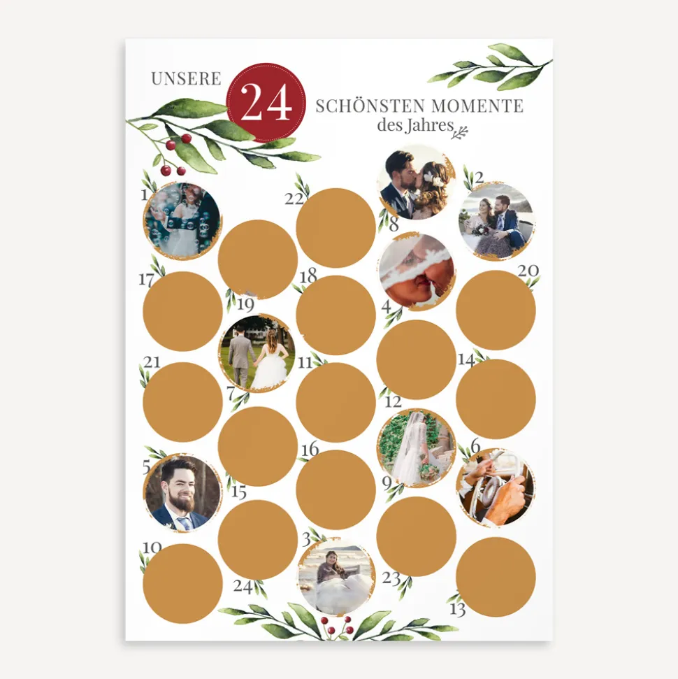 Rubbel Adventskalender mit Fotos Mistelzweig