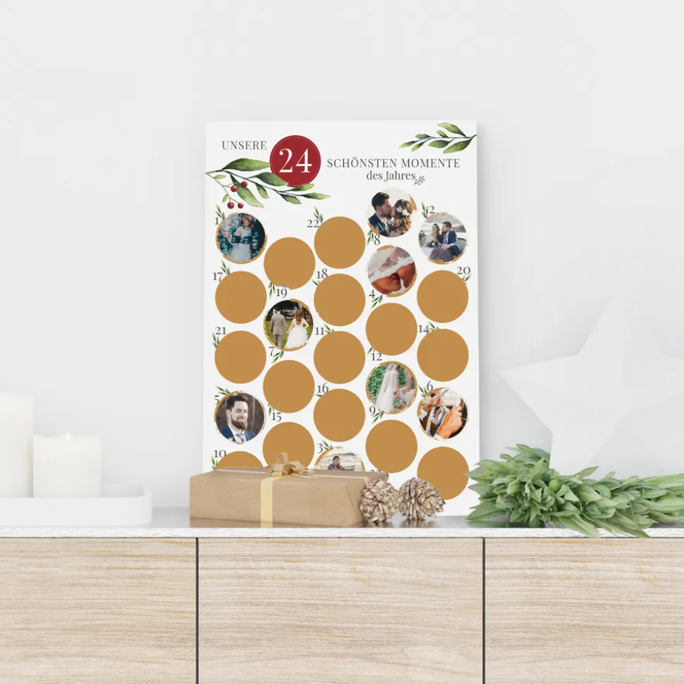 Rubbel Adventskalender mit Fotos Mistelzweig