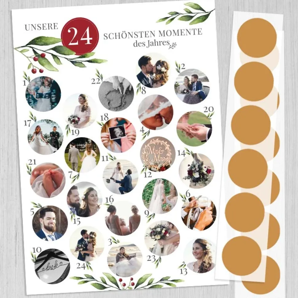 Rubbel Adventskalender mit Fotos Mistelzweig
