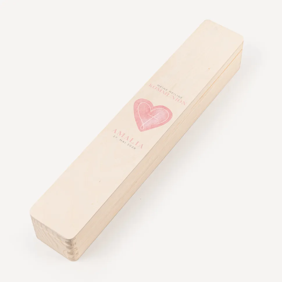 Schmale Kerzenbox Holz "Herz"