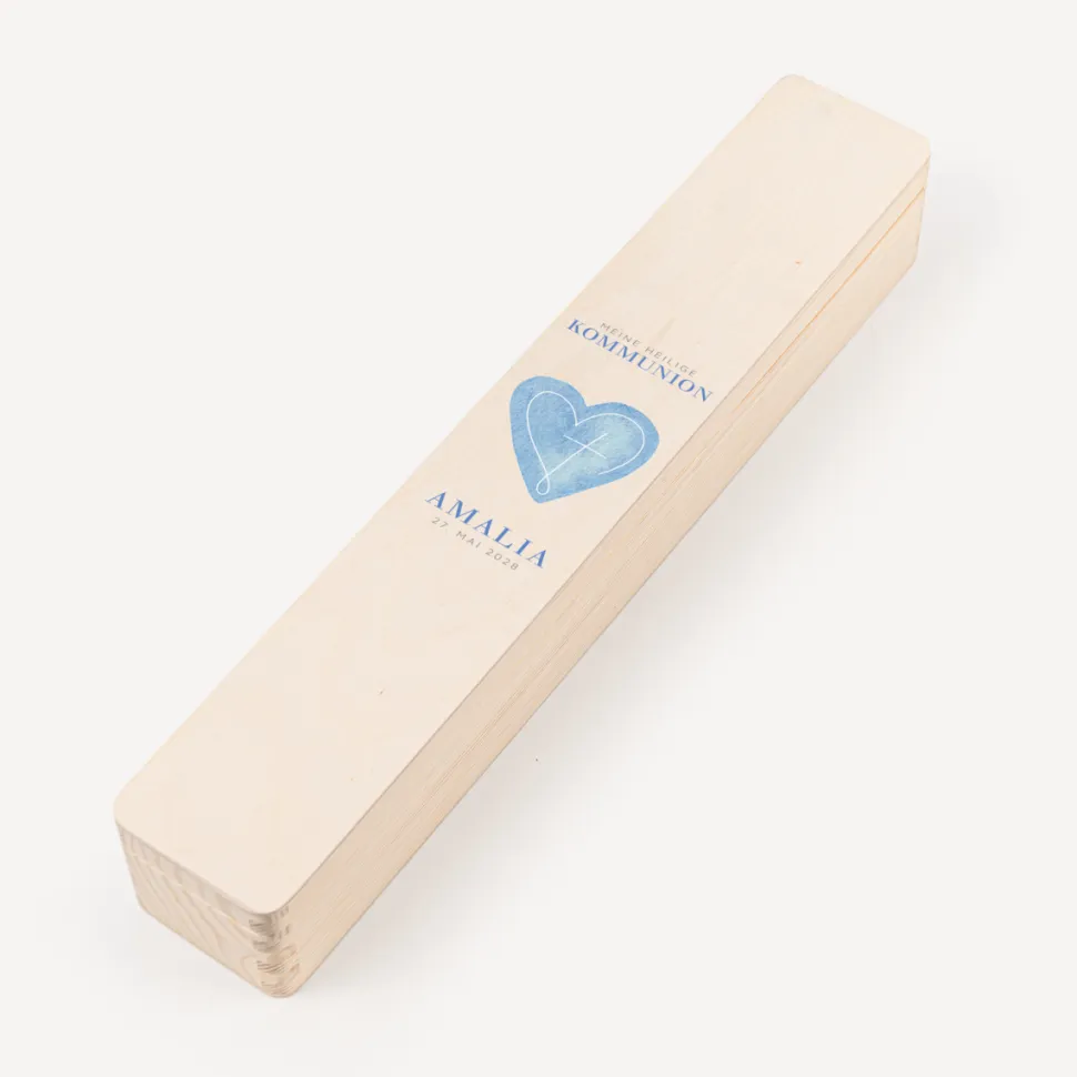 Schmale Kerzenbox Holz "Herz"