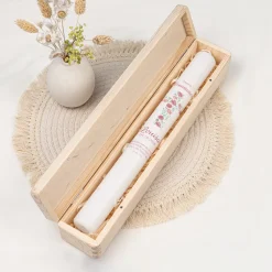 Schmale Kerzenbox Holz "Kreuz mit Blumen"