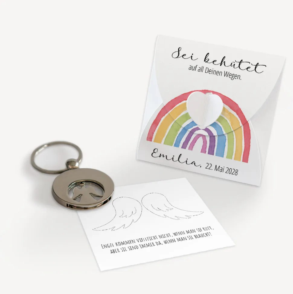 Schutzengel Schlüsselanhänger "Regenbogen Vintage"