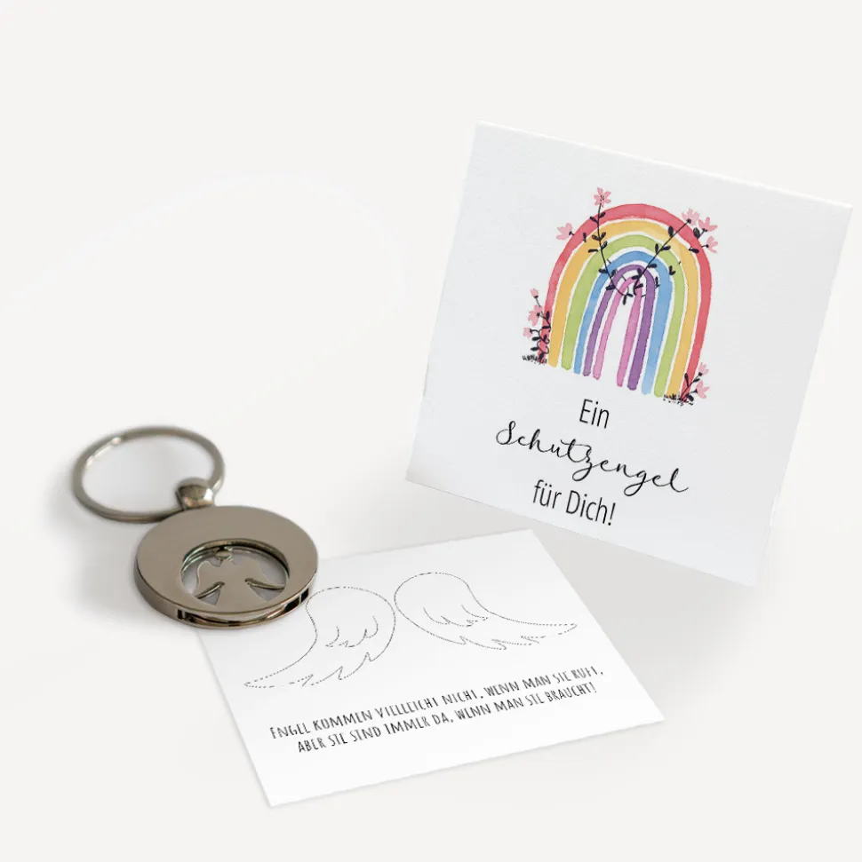 Schutzengel Schlüsselanhänger "Regenbogen Vintage"