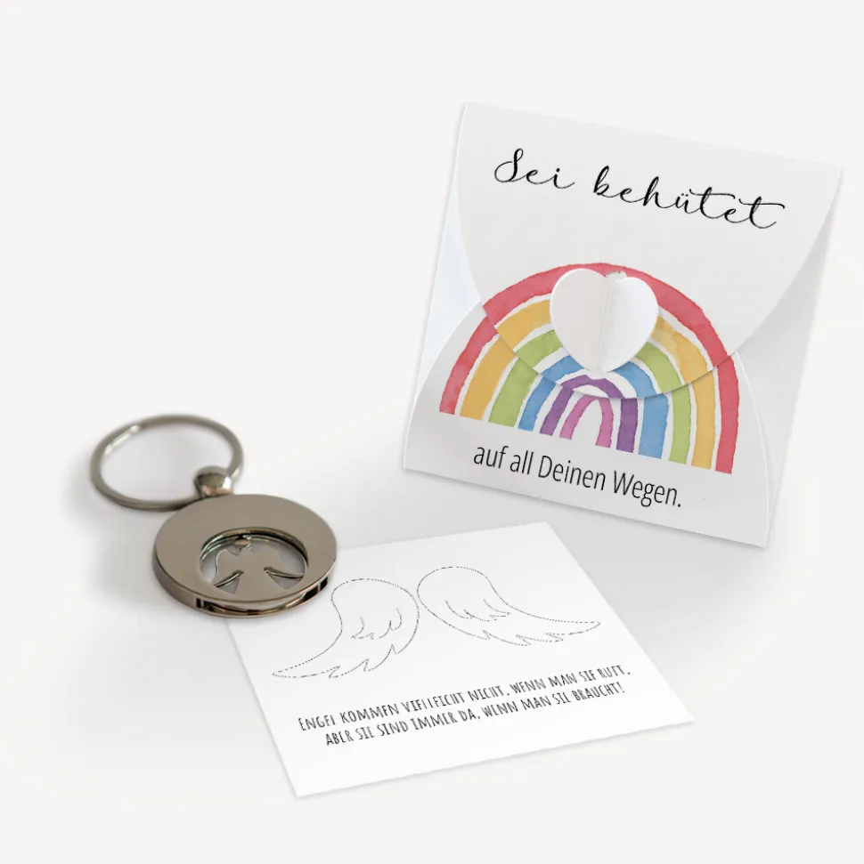 Schutzengel Schlüsselanhänger "Regenbogen Vintage"