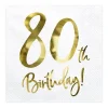 Servietten 80. Geburtstag weiß-gold 20Stück