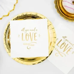 Servietten gold "All you need is Love" 33 x 33 cm 20 Stück