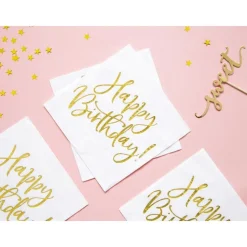 Servietten "Happy Birthday" gold 20 Stück