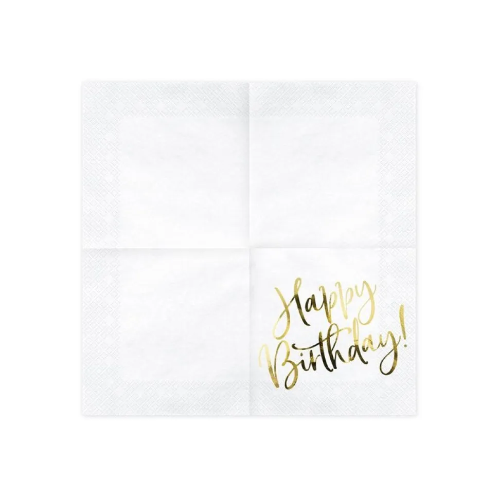 Servietten "Happy Birthday" gold 20 Stück