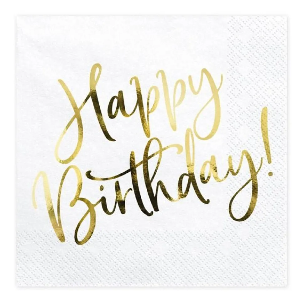 Servietten "Happy Birthday" gold 20 Stück