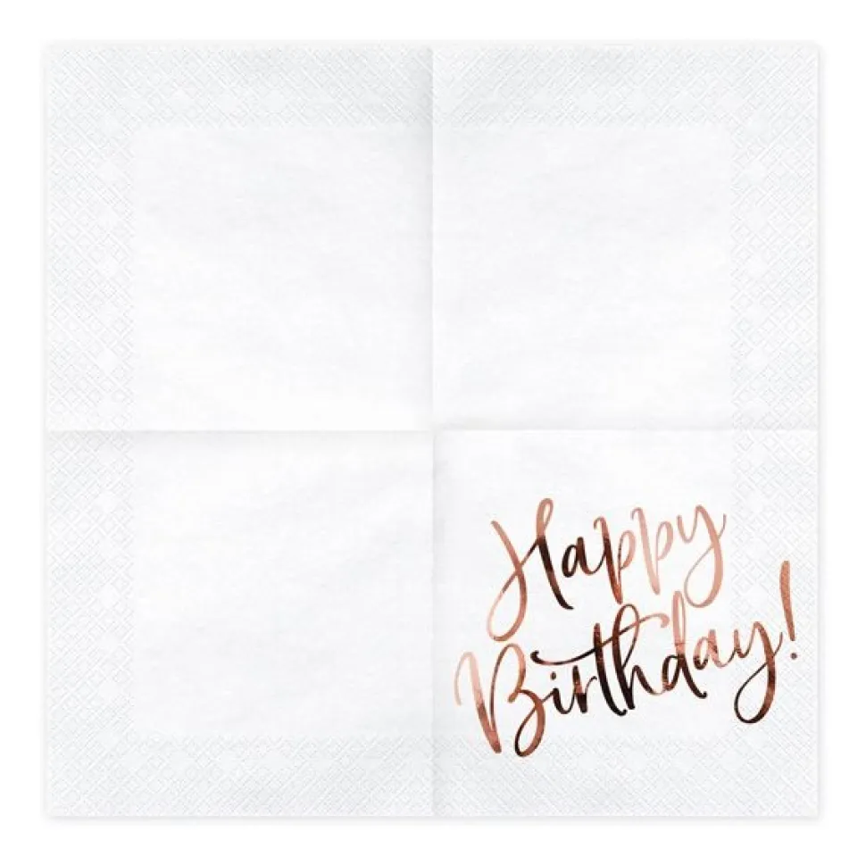 Servietten "Happy Birthday" roségold 20 Stück